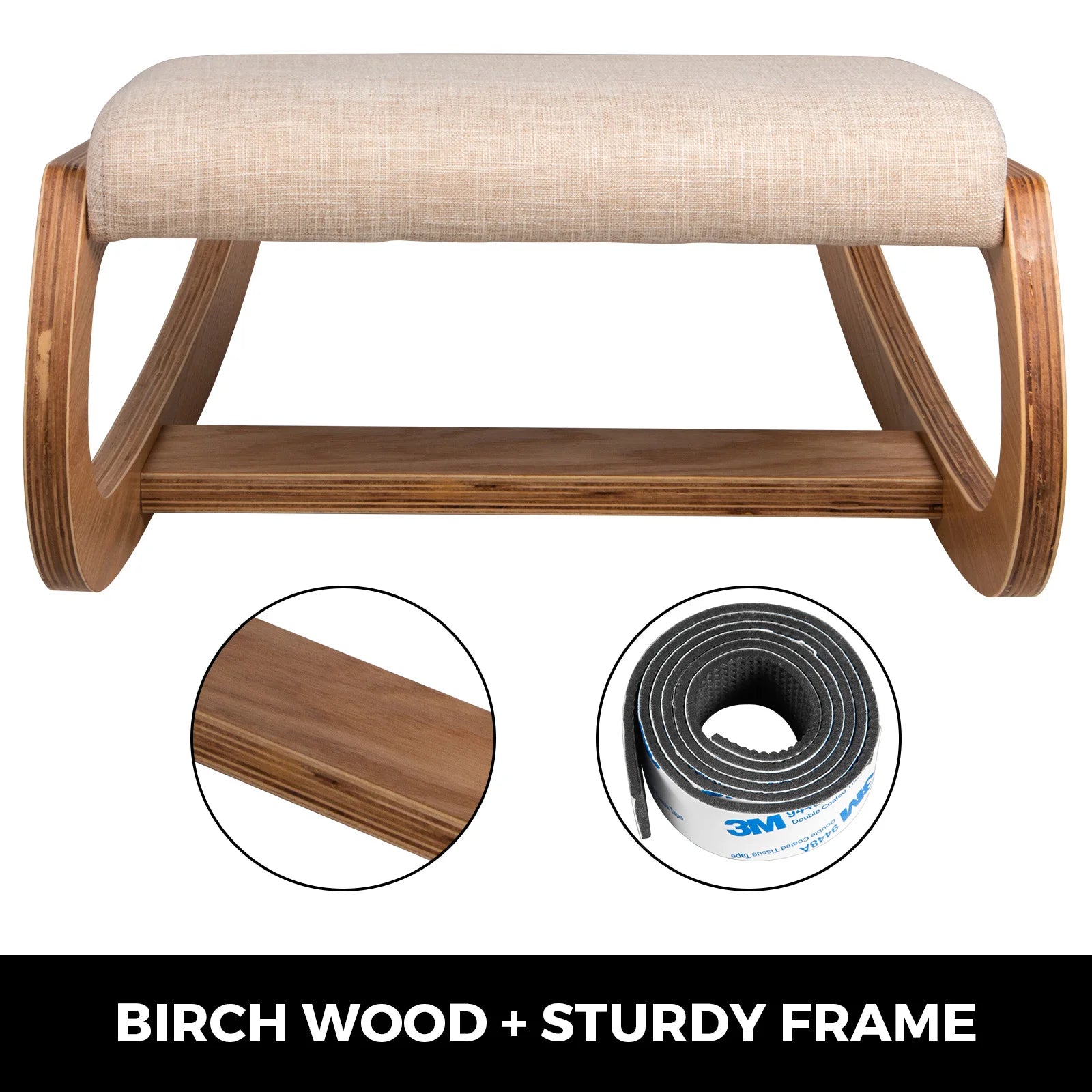 Bentwood Ergonomic Kneeling Chair with Rocking Base for Home Office — Natural Oak