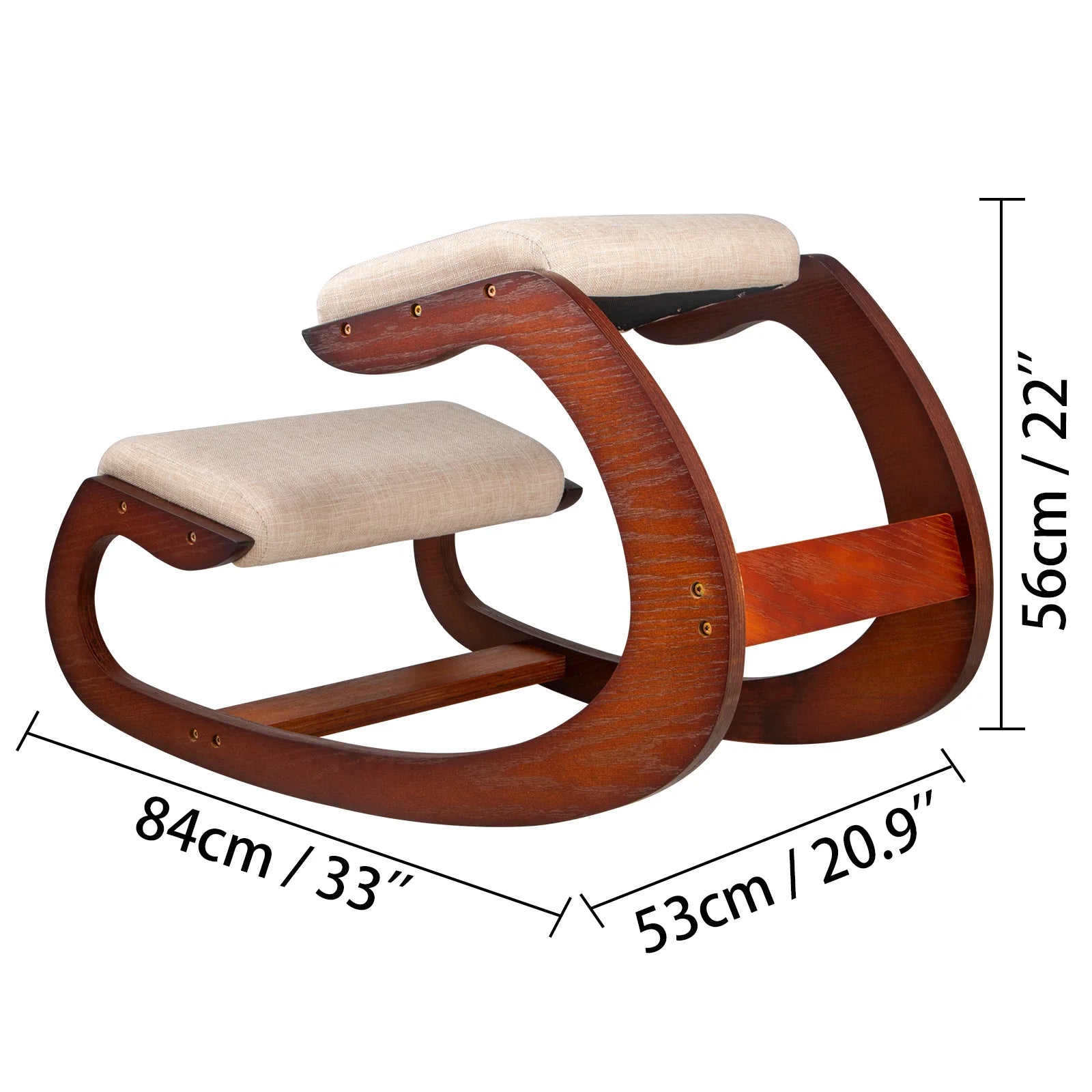 Bentwood Ergonomic Kneeling Chair with Rocking Base for Home Office — Natural Oak
