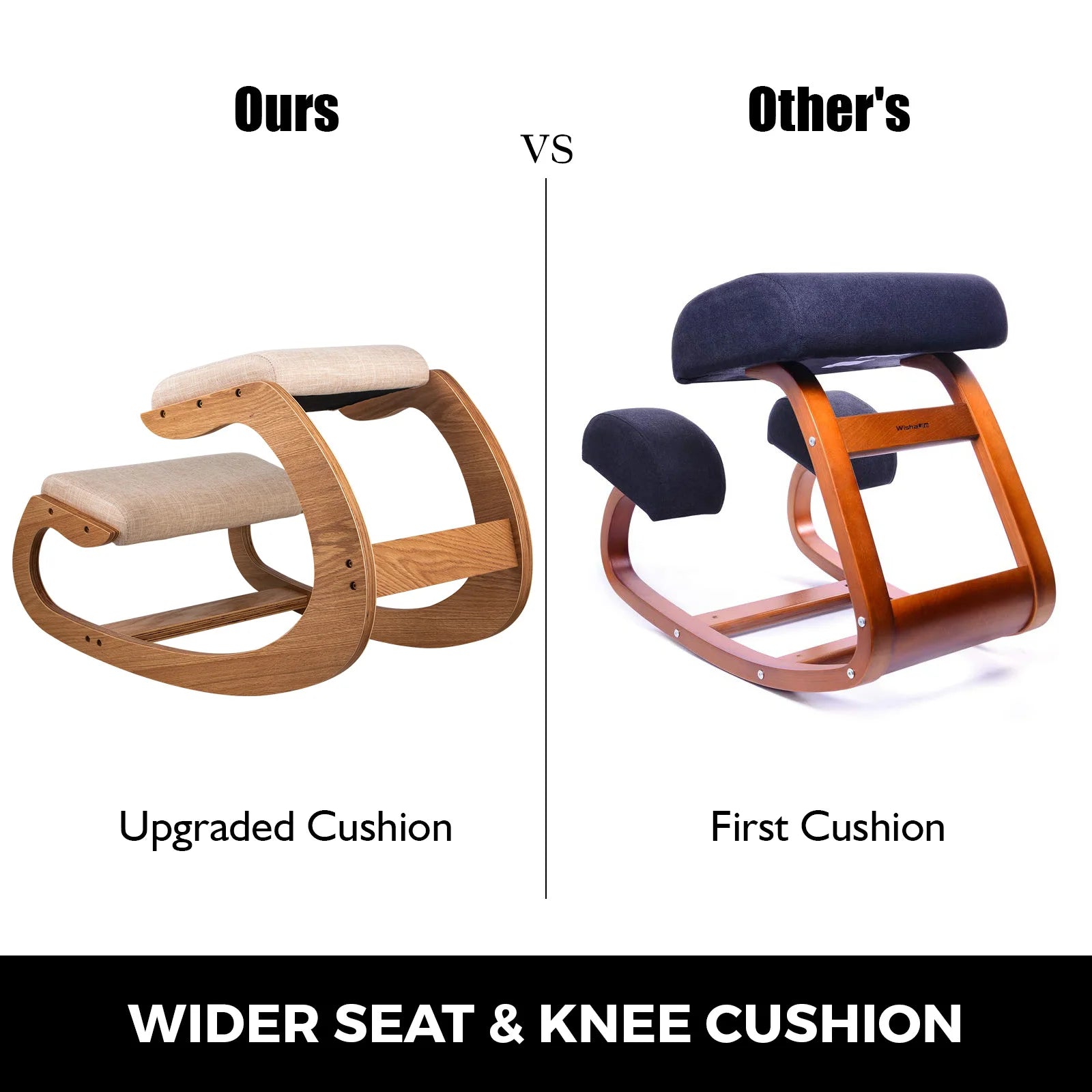 Bentwood Ergonomic Kneeling Chair with Rocking Base for Home Office — Natural Oak