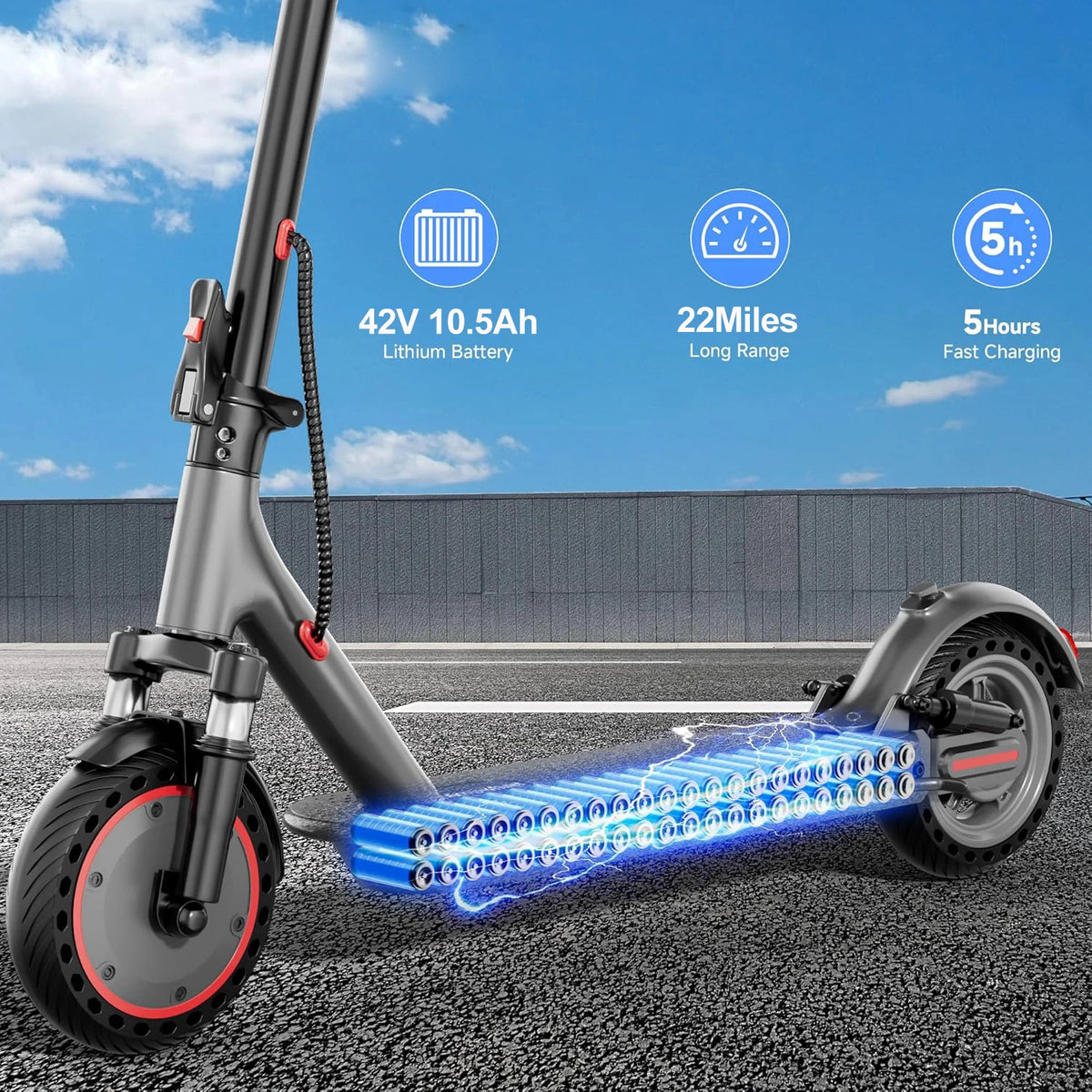 Electric Scooter for Adults — 500W Motor, 22 MPH, 10" Solid Tyres, Foldable