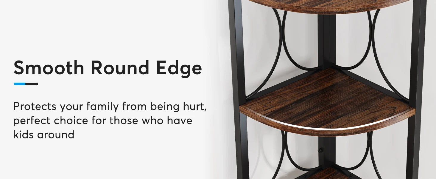 Rustic Corner Shelf with 6 Open Tiers for Living Room — 67in Tall