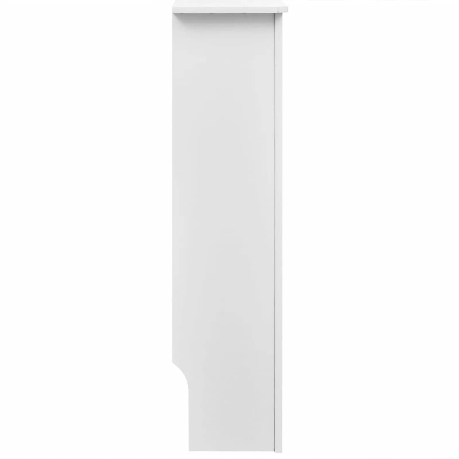 Slatted White Radiator Cover Cabinet with Display Shelf for Living Room — Medium 44"
