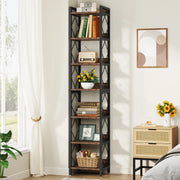 Industrial Narrow Bookshelf with 7 Tiers for Small Spaces — 78.7in Tall