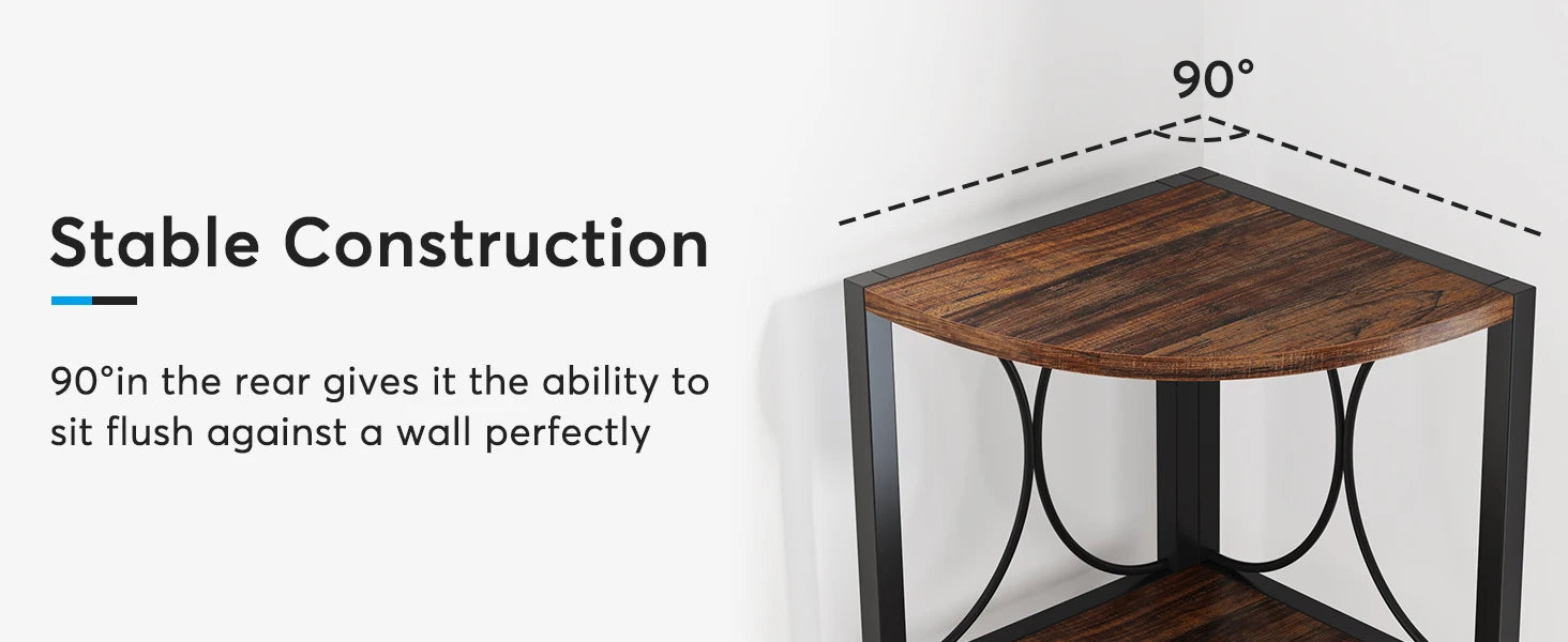Rustic Corner Shelf with 6 Open Tiers for Living Room — 67in Tall