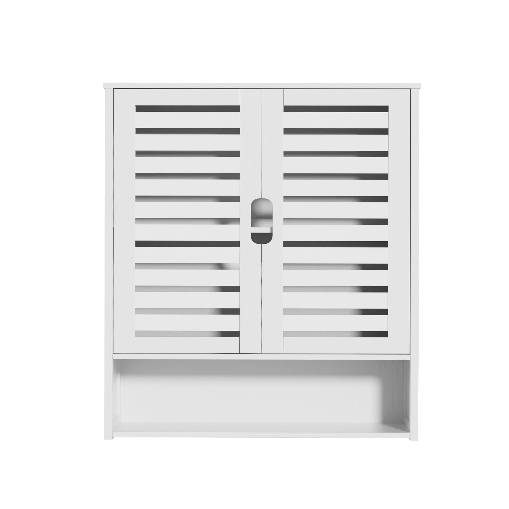 Bamboo Medicine Cabinet with Louvered Doors for Bathroom — 23.6"W Wall-Mounted Storage