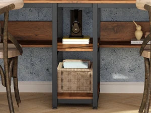 Rustic Two-Person Desk with Bookshelf for Home Office — 78.7in Double Workstation