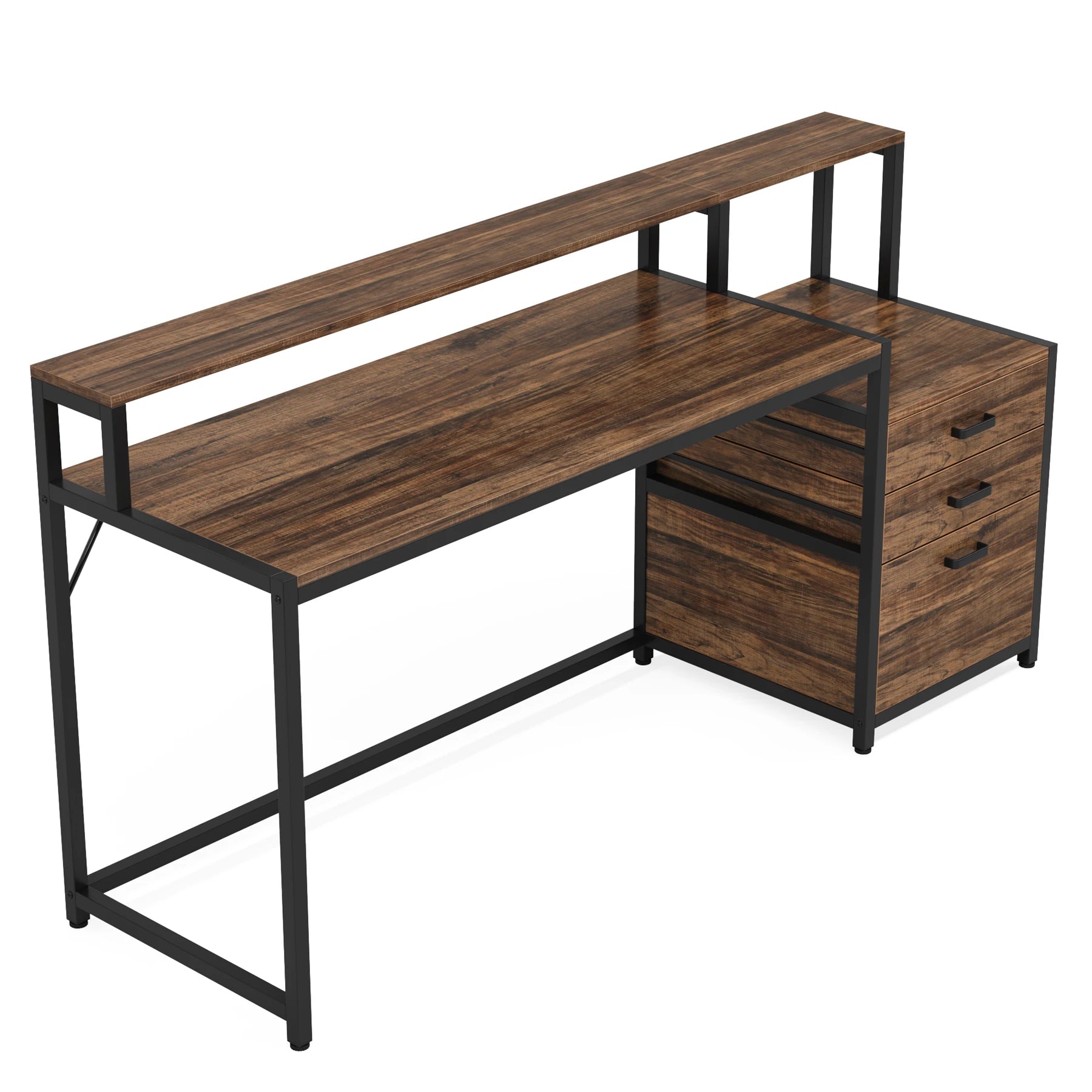 Industrial Computer Desk with 3 Drawers for Home Office — 59in Writing Table