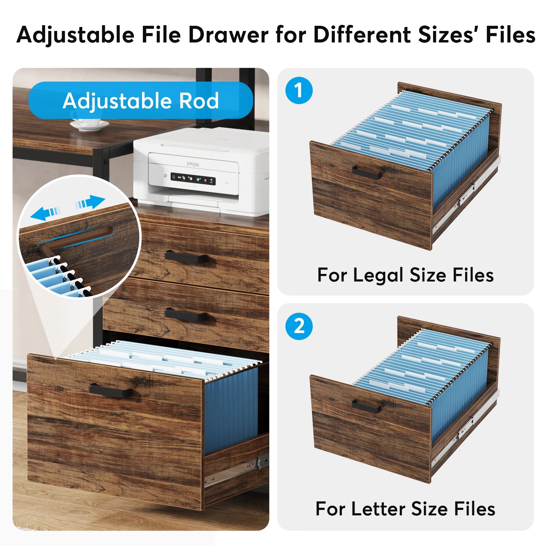 Industrial Computer Desk with 3 Drawers for Home Office — 59in Writing Table