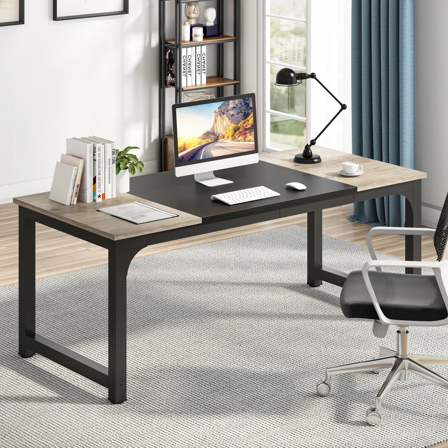 Large 70in Executive Computer Desk for Home Office — Modern Writing Workstation