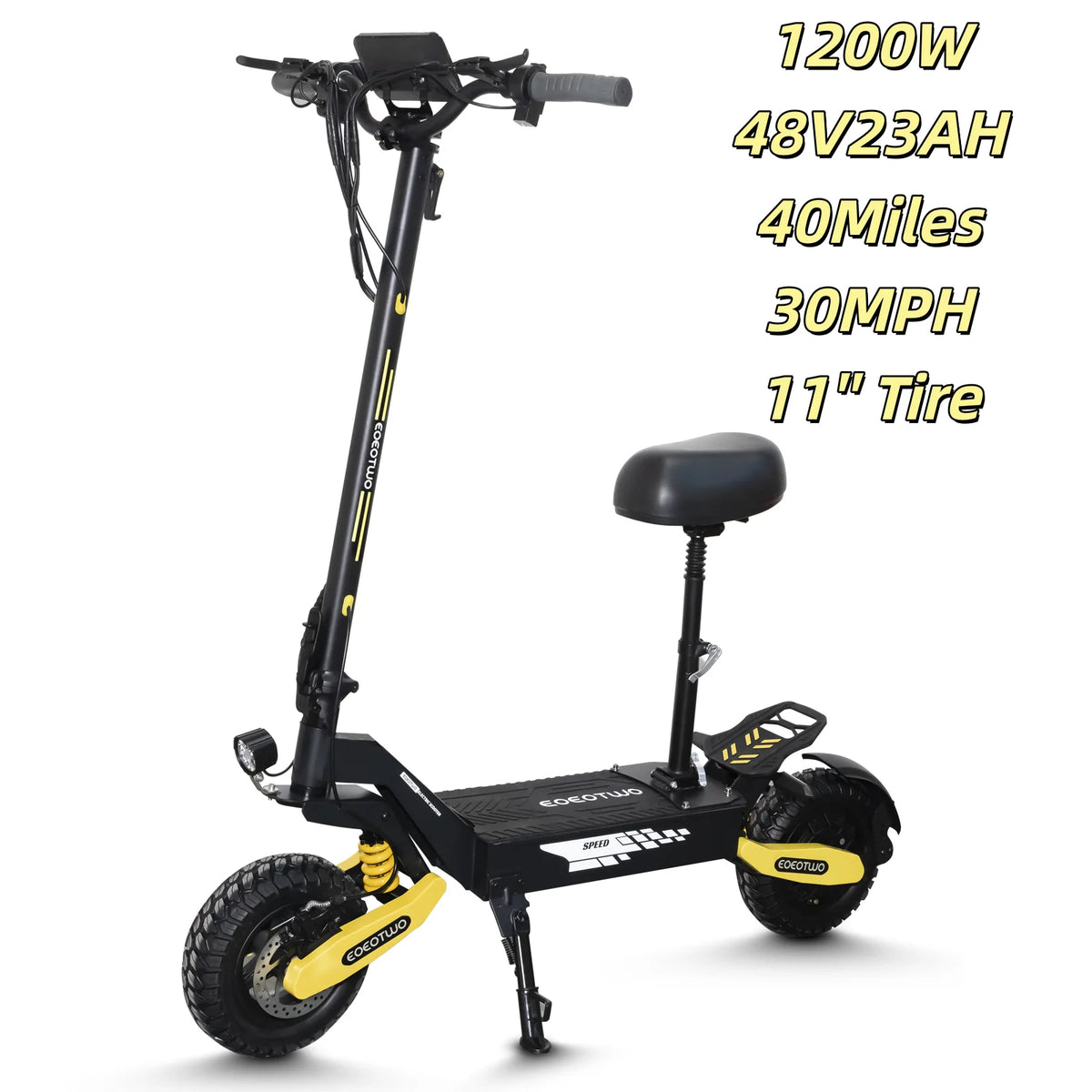 Off Road Electric Scooter for Adults — EOEOTWO 1200W, 30 MPH, 11" Tubeless