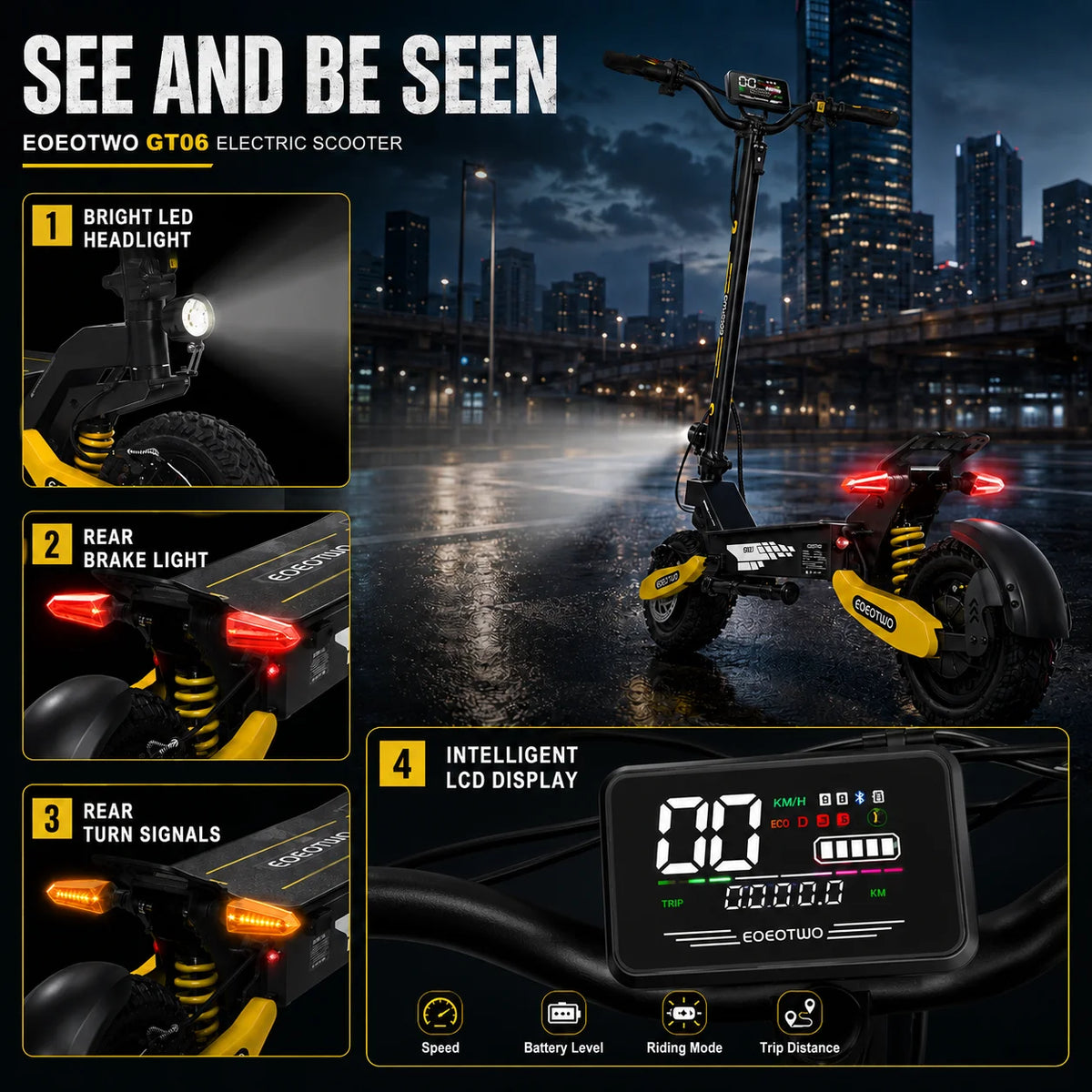 Off Road Electric Scooter for Adults — EOEOTWO 1200W, 30 MPH, 11" Tubeless