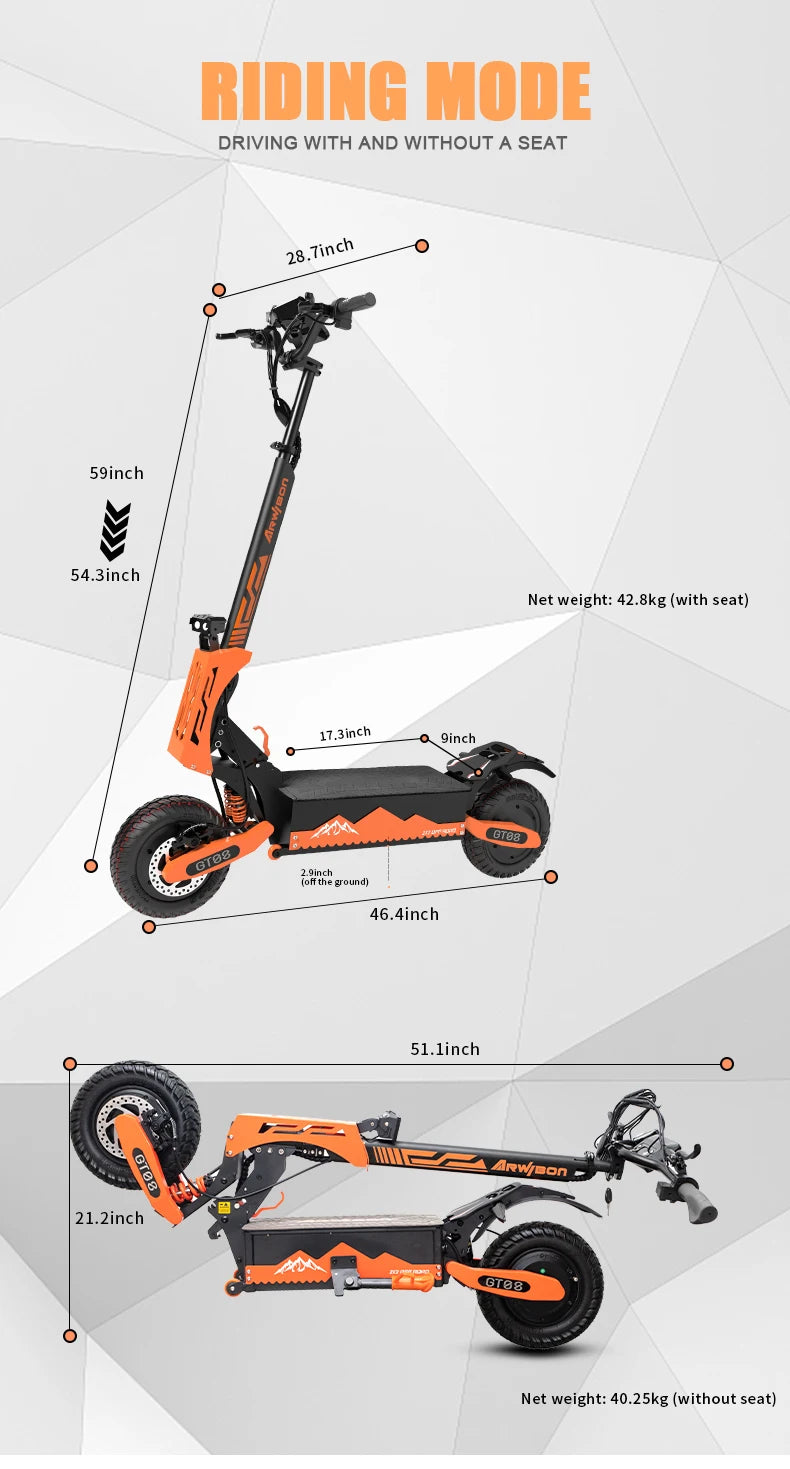 Electric Scooter for Adults — Arwibon 5600W Dual Motor, 46 MPH, 11" Off-Road
