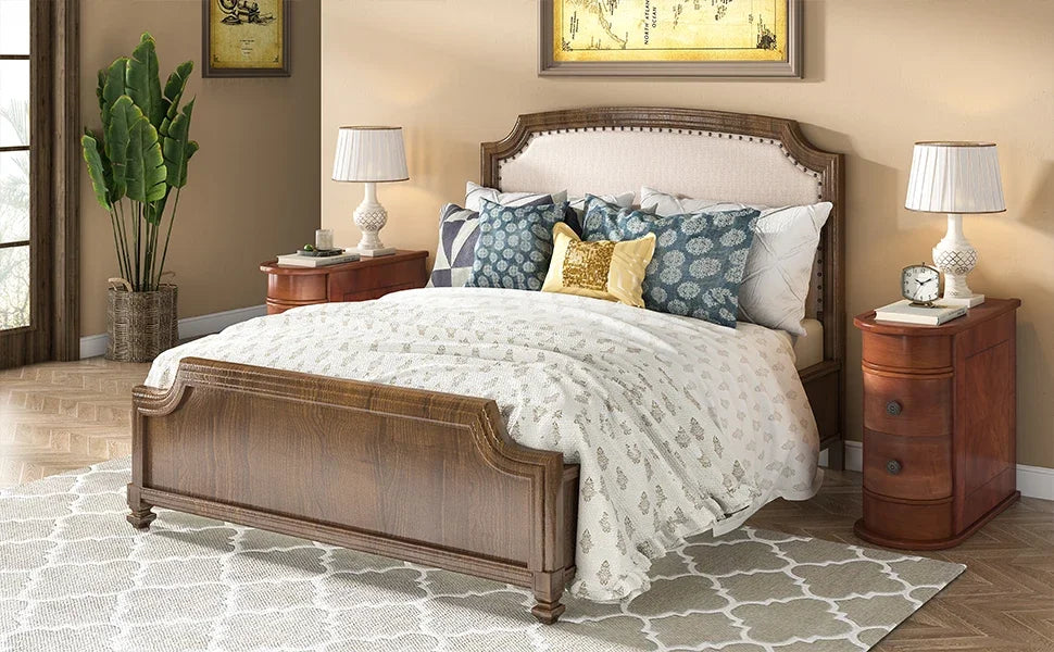Solid Wood Narrow Side Table Nightstand with 2 Drawers for Living Room — 24" Tall