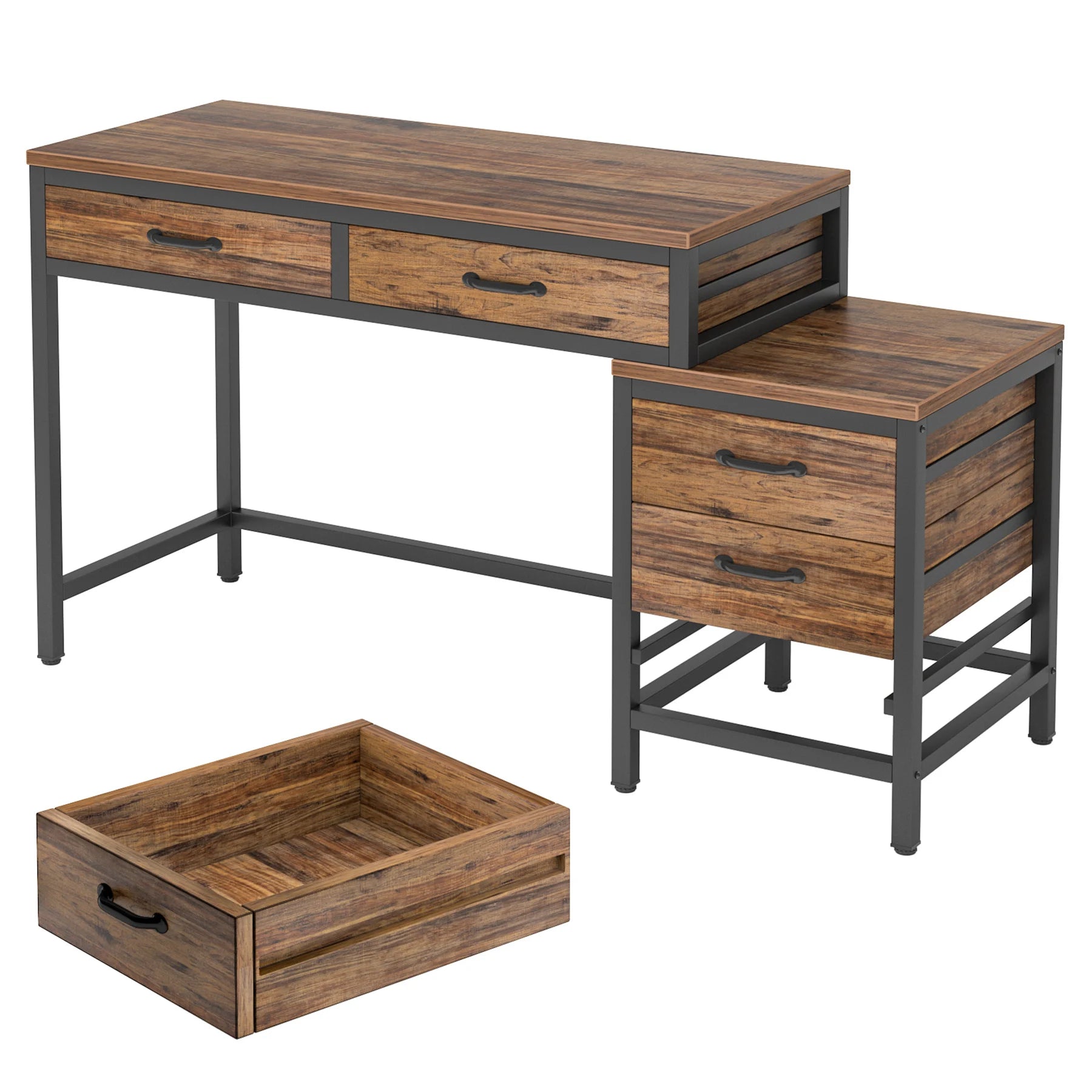 Industrial Computer Desk with 3 Drawers for Home Office — 59in Writing Table