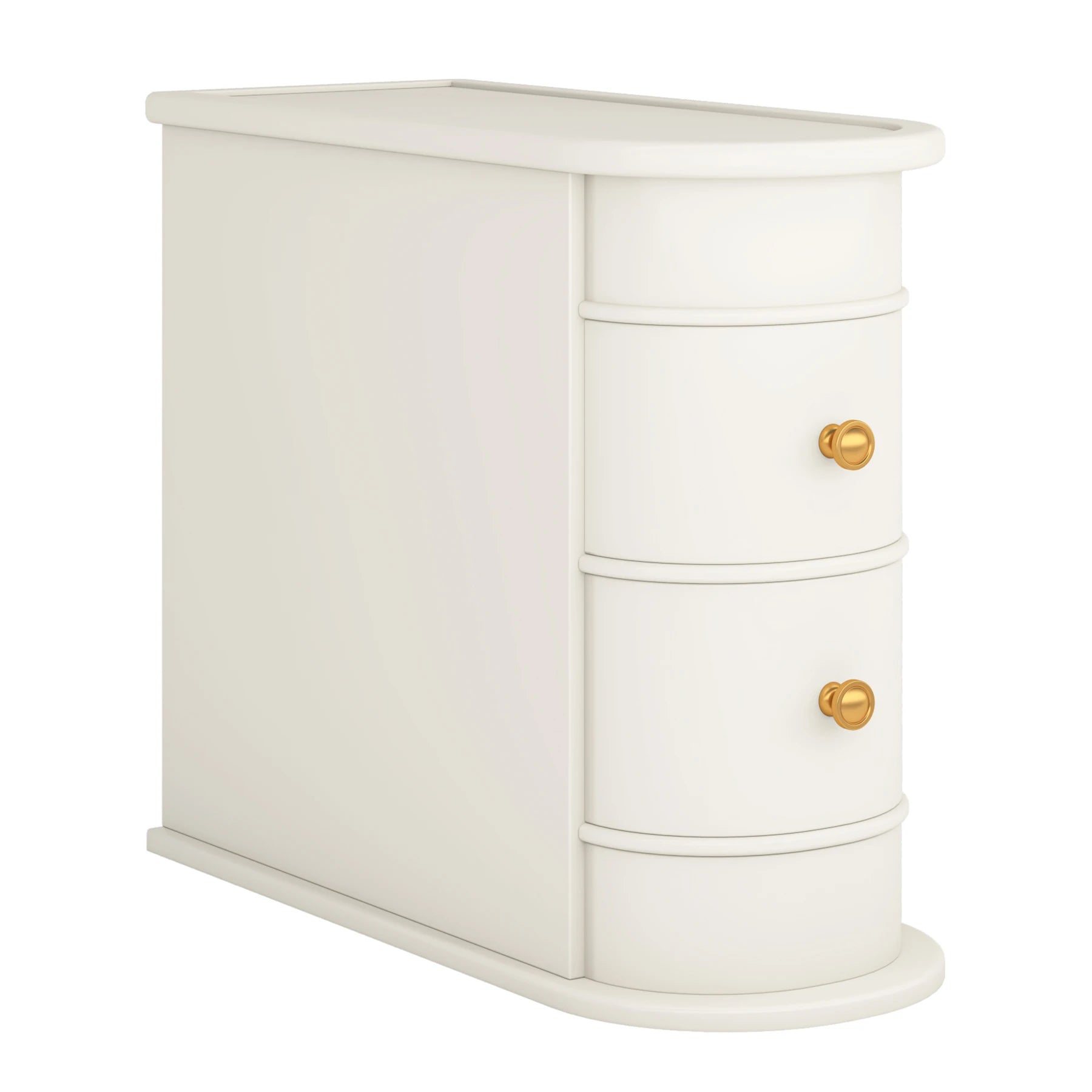 Solid Wood Narrow Side Table Nightstand with 2 Drawers for Living Room — 24" Tall