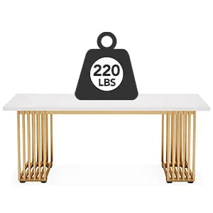 White Executive Desk with Gold Metal Legs for Home Office — 70.9"