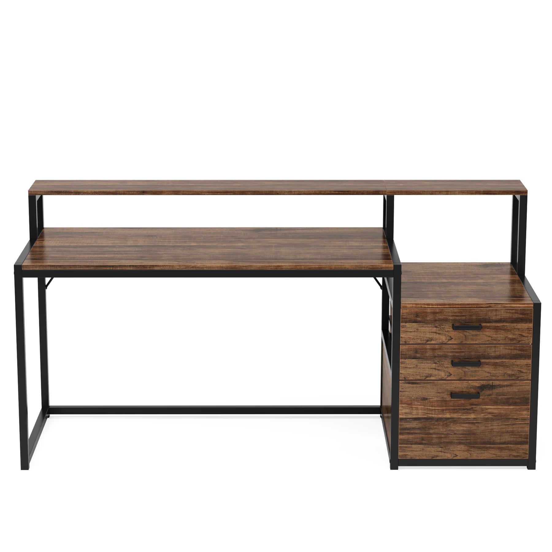 Industrial Computer Desk with 3 Drawers for Home Office — 59in Writing Table