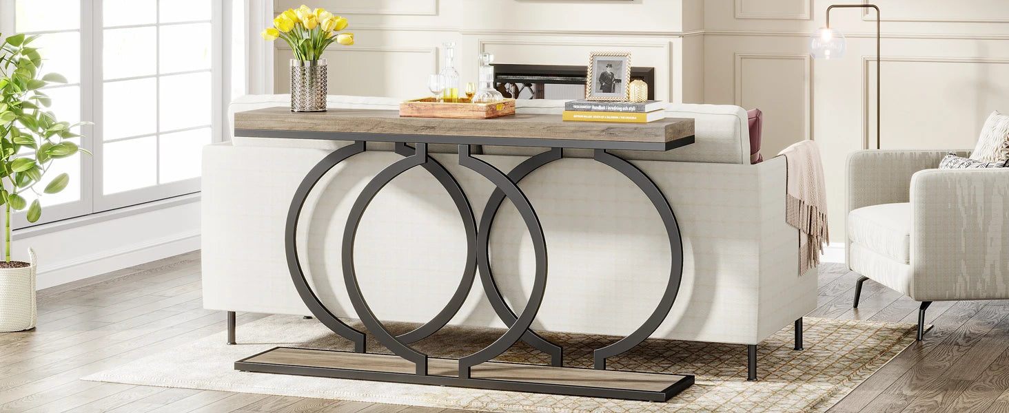 Faux Marble Console Table, 55" Gold Entryway Table — Narrow Sofa Table for Living Room & Hallway