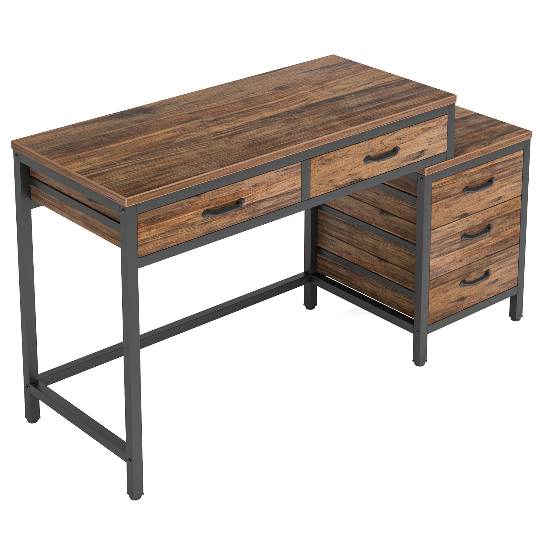 Industrial Computer Desk with 3 Drawers for Home Office — 59in Writing Table