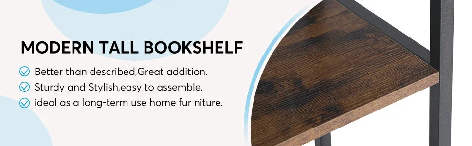 Industrial Bookcase with Open Shelves for Living Room — 79in 9-Tier Etagere