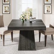 Farmhouse Square Dining Table with Pedestal Base for 4 — 31.5" Charcoal Wood