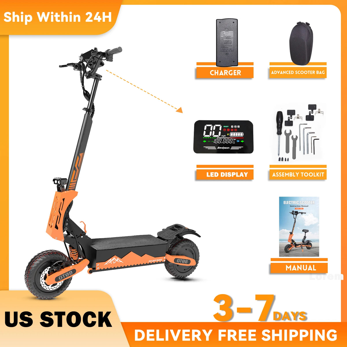 Electric Scooter for Adults — Arwibon 5600W Dual Motor, 46 MPH, 11" Off-Road