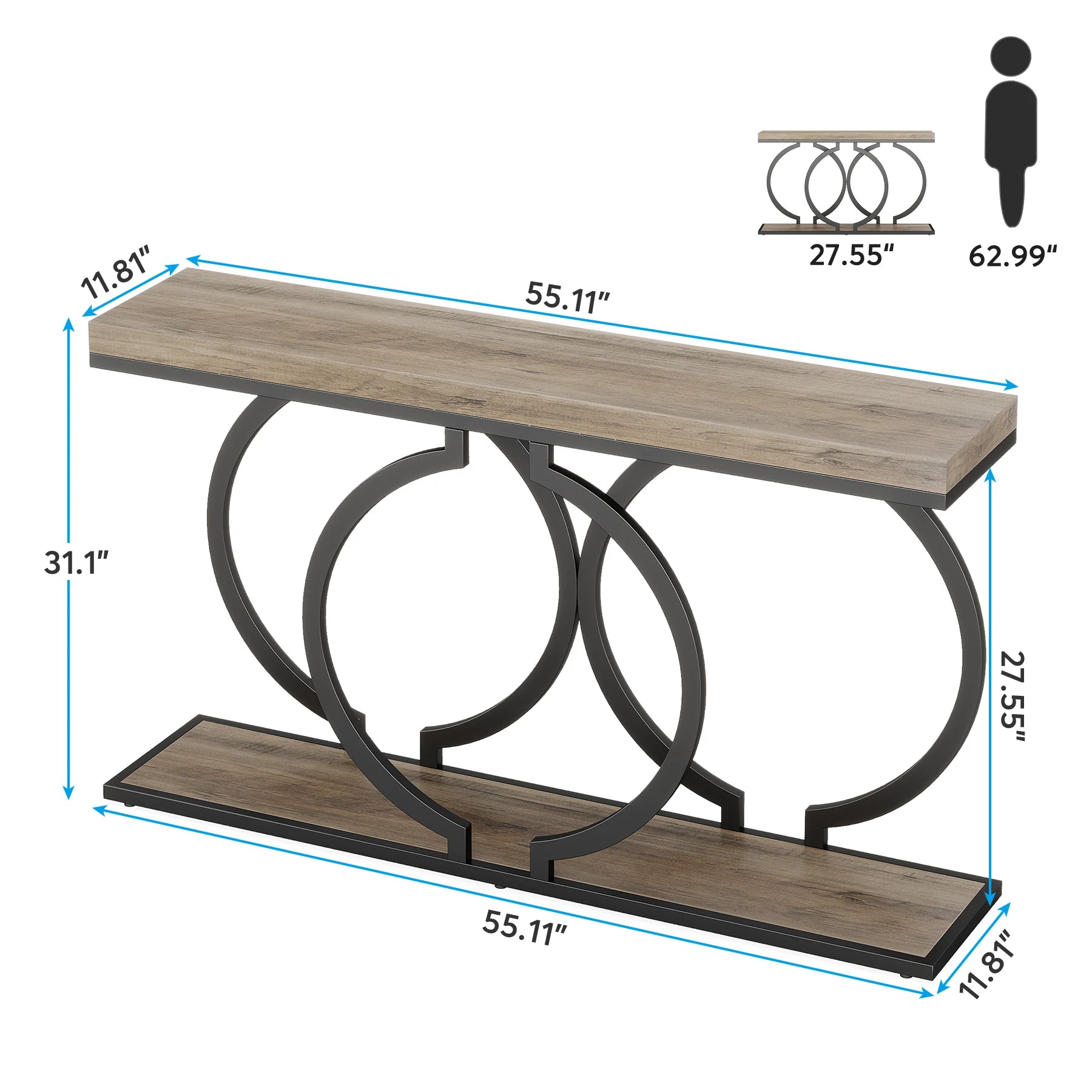 Faux Marble Console Table, 55" Gold Entryway Table — Narrow Sofa Table for Living Room & Hallway