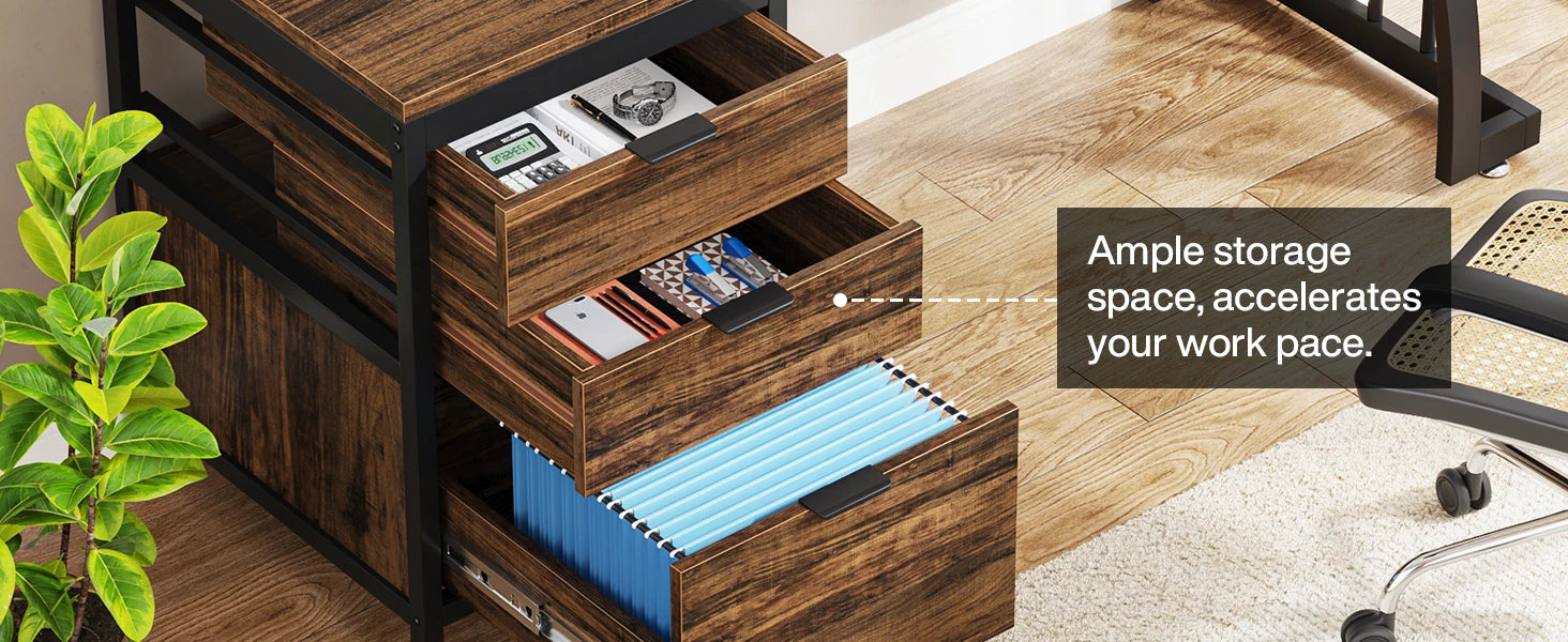 Industrial Computer Desk with 3 Drawers for Home Office — 59in Writing Table