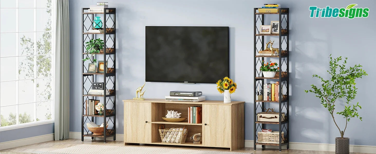 Industrial Narrow Bookshelf with 7 Tiers for Small Spaces — 78.7in Tall