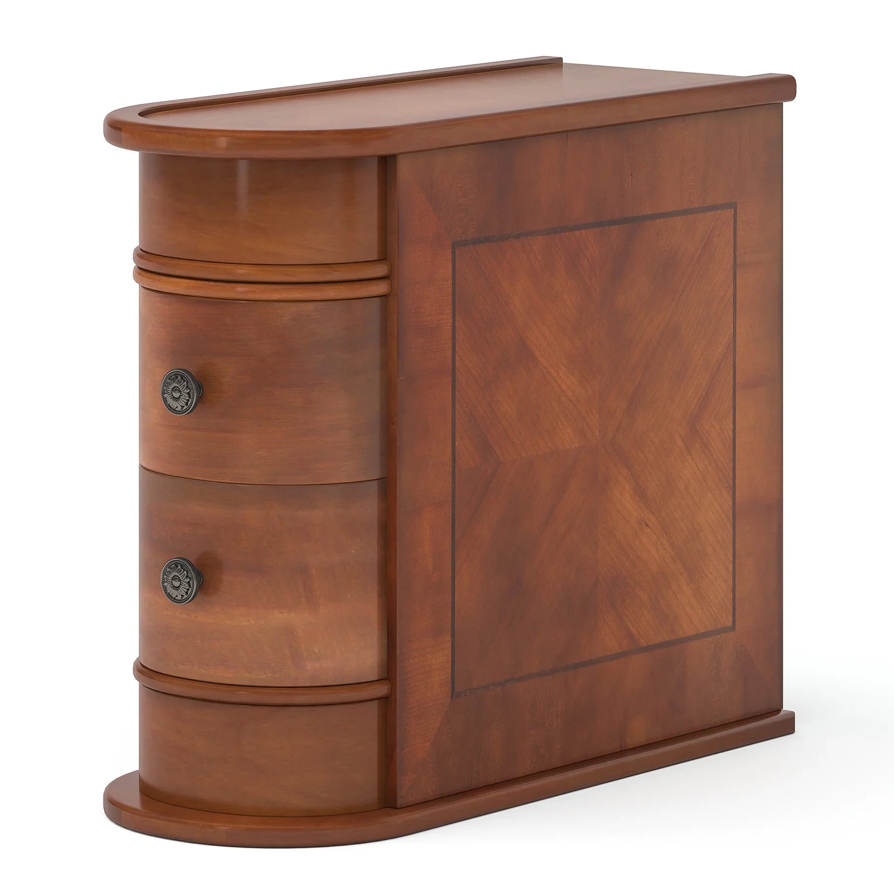 Solid Wood Narrow Side Table Nightstand with 2 Drawers for Living Room — 24" Tall