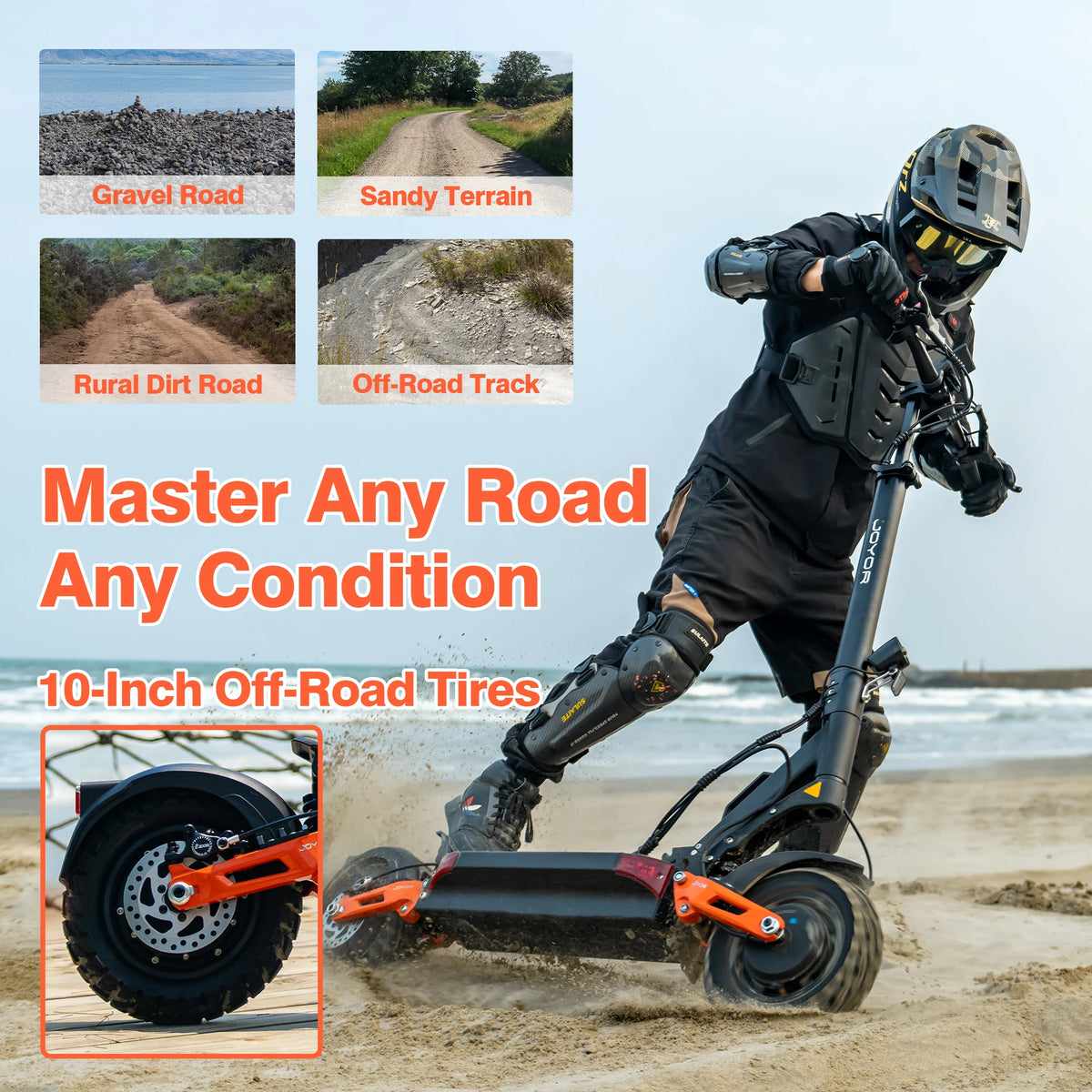 Electric Scooter for Adults — JOYOR T10, 2000W Dual Motor, 10" Off-Road