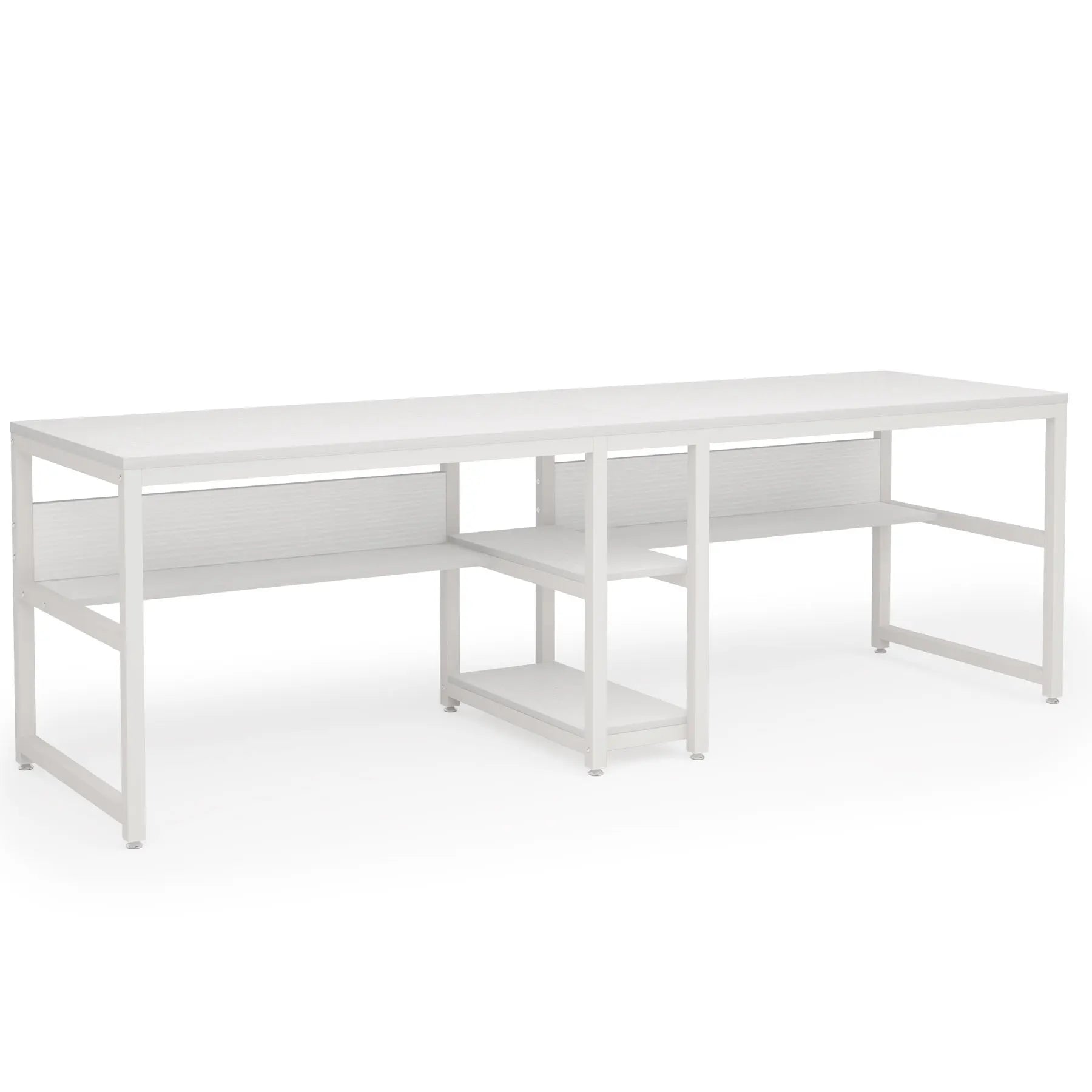 Rustic Two-Person Desk with Bookshelf for Home Office — 78.7in Double Workstation