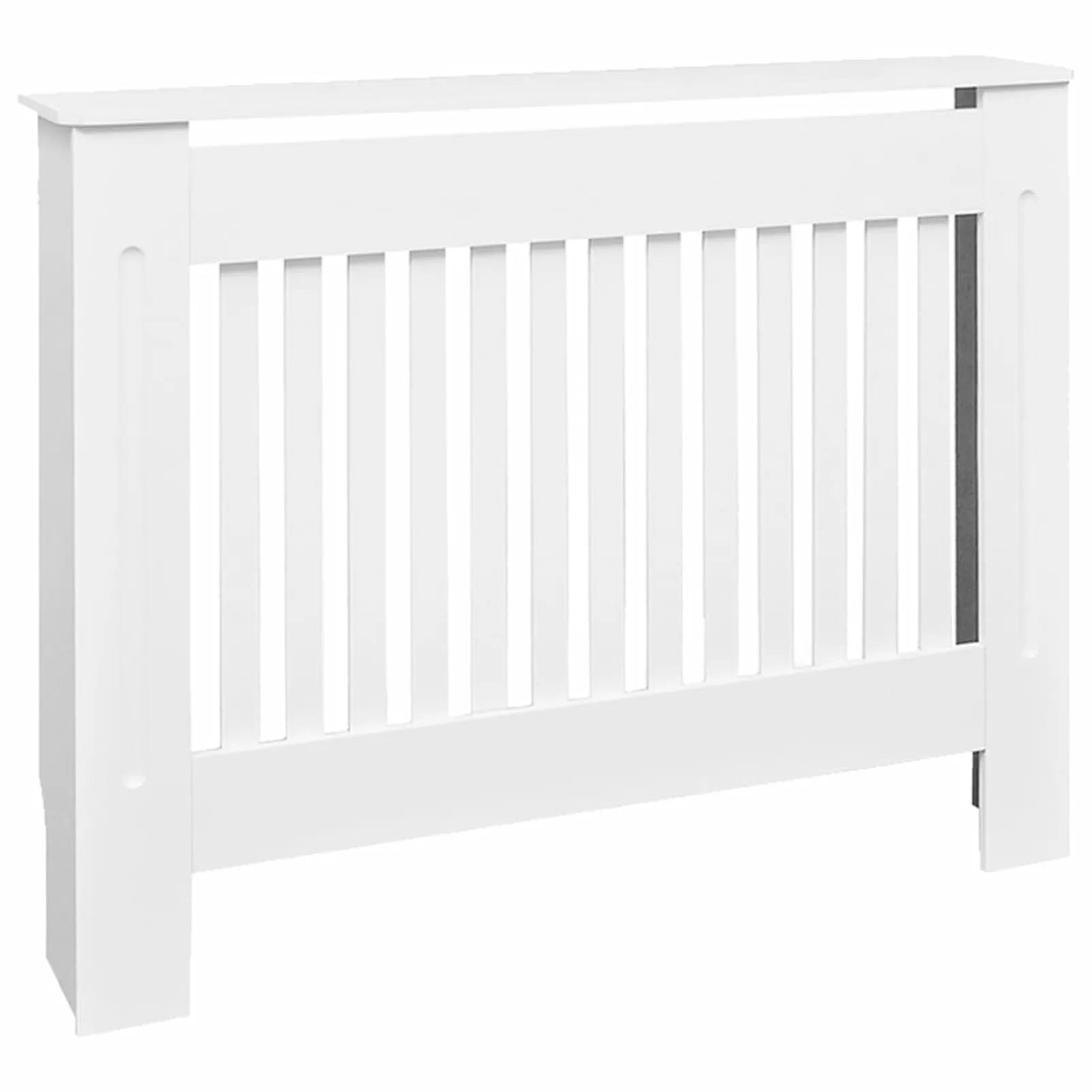 Slatted White Radiator Cover Cabinet with Display Shelf for Living Room — Medium 44"