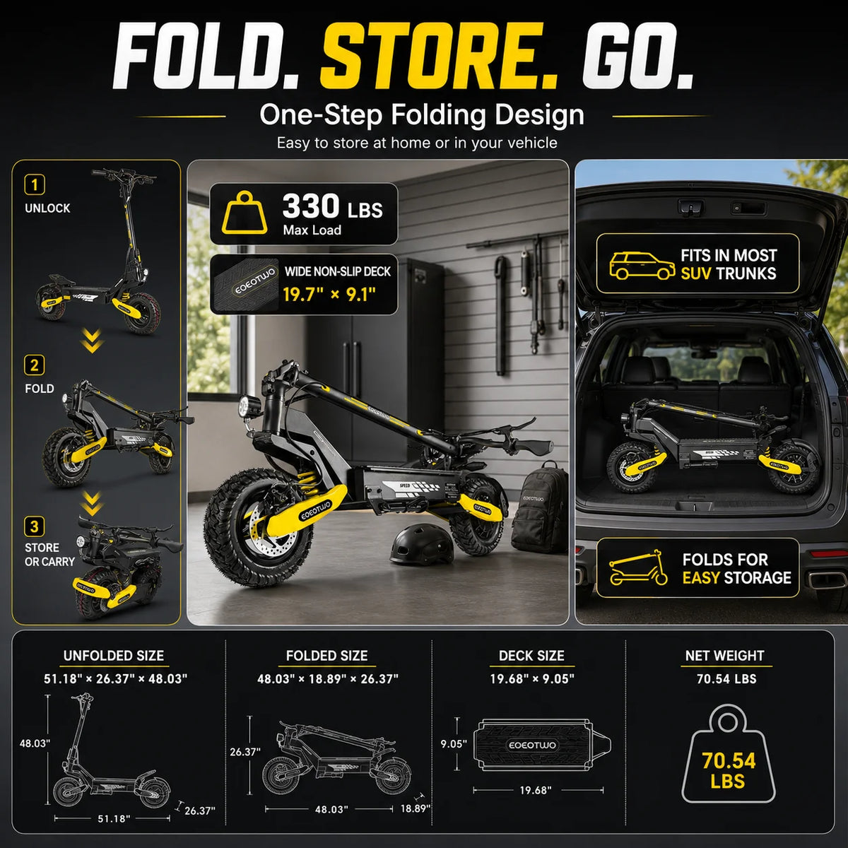 Off Road Electric Scooter for Adults — EOEOTWO 1200W, 30 MPH, 11" Tubeless