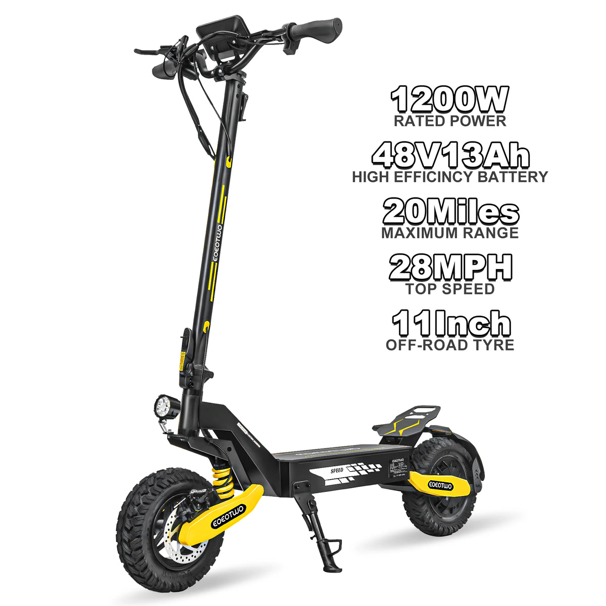 Off Road Electric Scooter for Adults — EOEOTWO 1200W, 30 MPH, 11" Tubeless