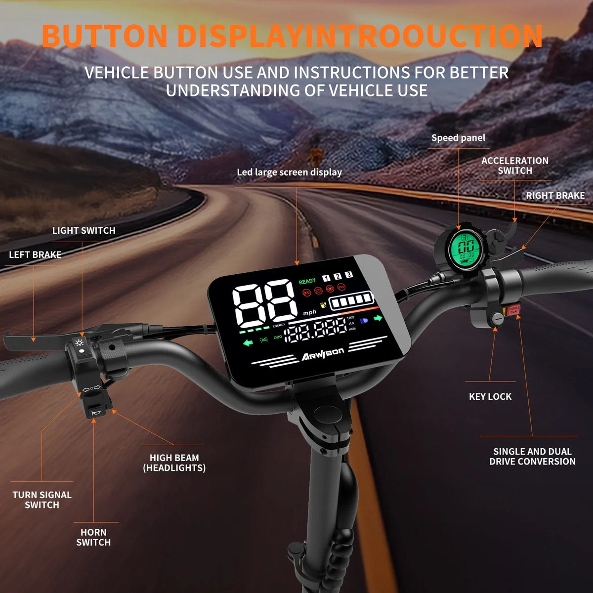 Electric Scooter for Adults — Arwibon 5600W Dual Motor, 46 MPH, 11" Off-Road