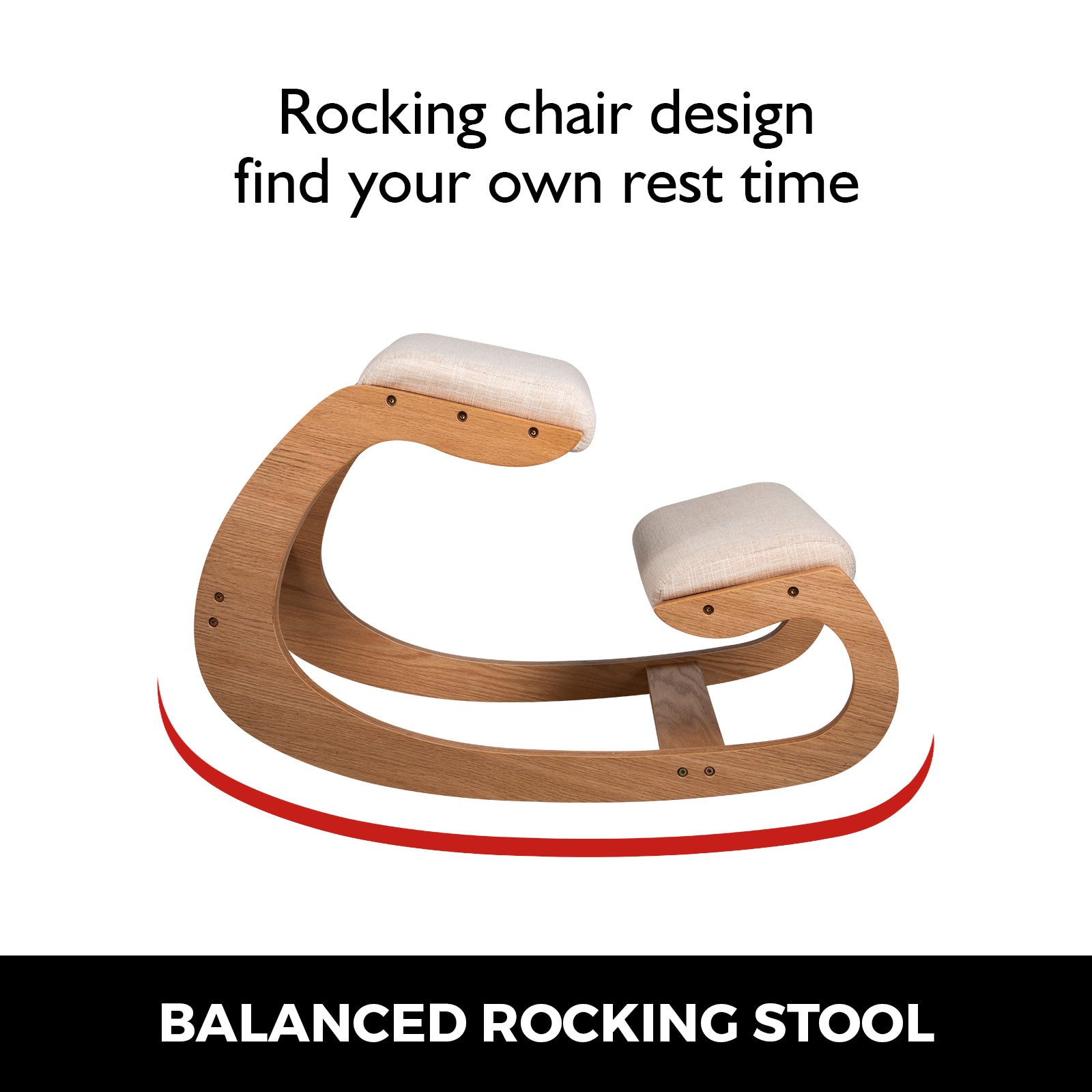 Bentwood Ergonomic Kneeling Chair with Rocking Base for Home Office — Natural Oak